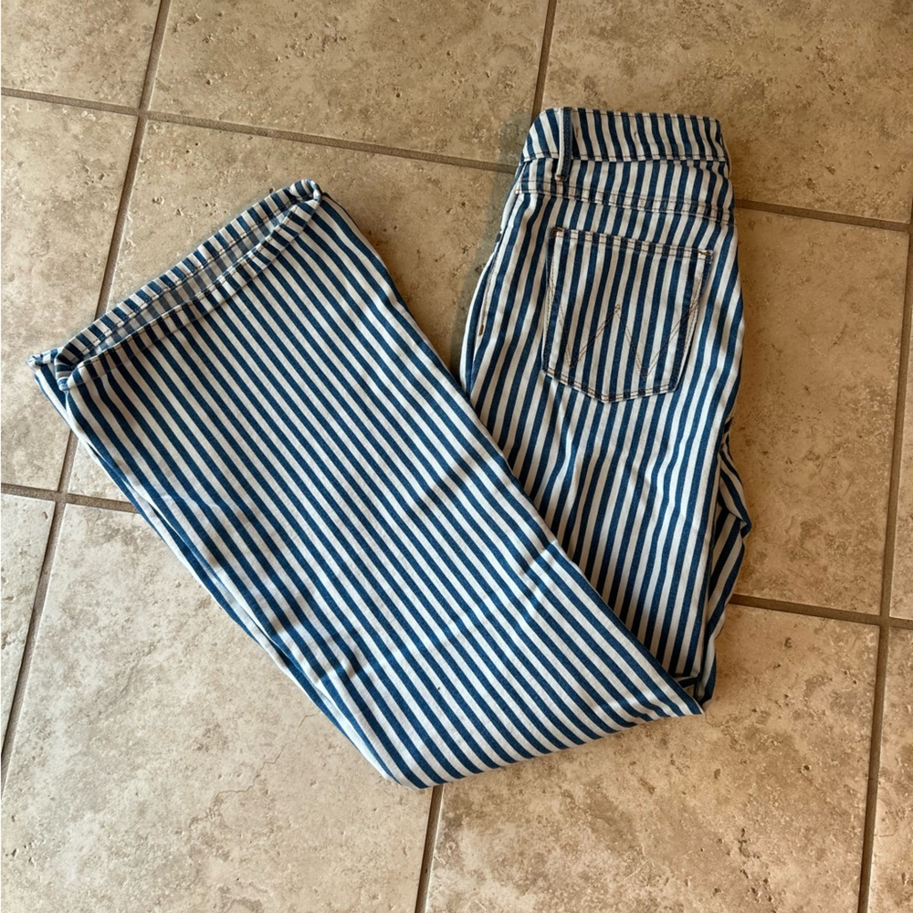 Wrangler Blue and White Striped Flare Jeans